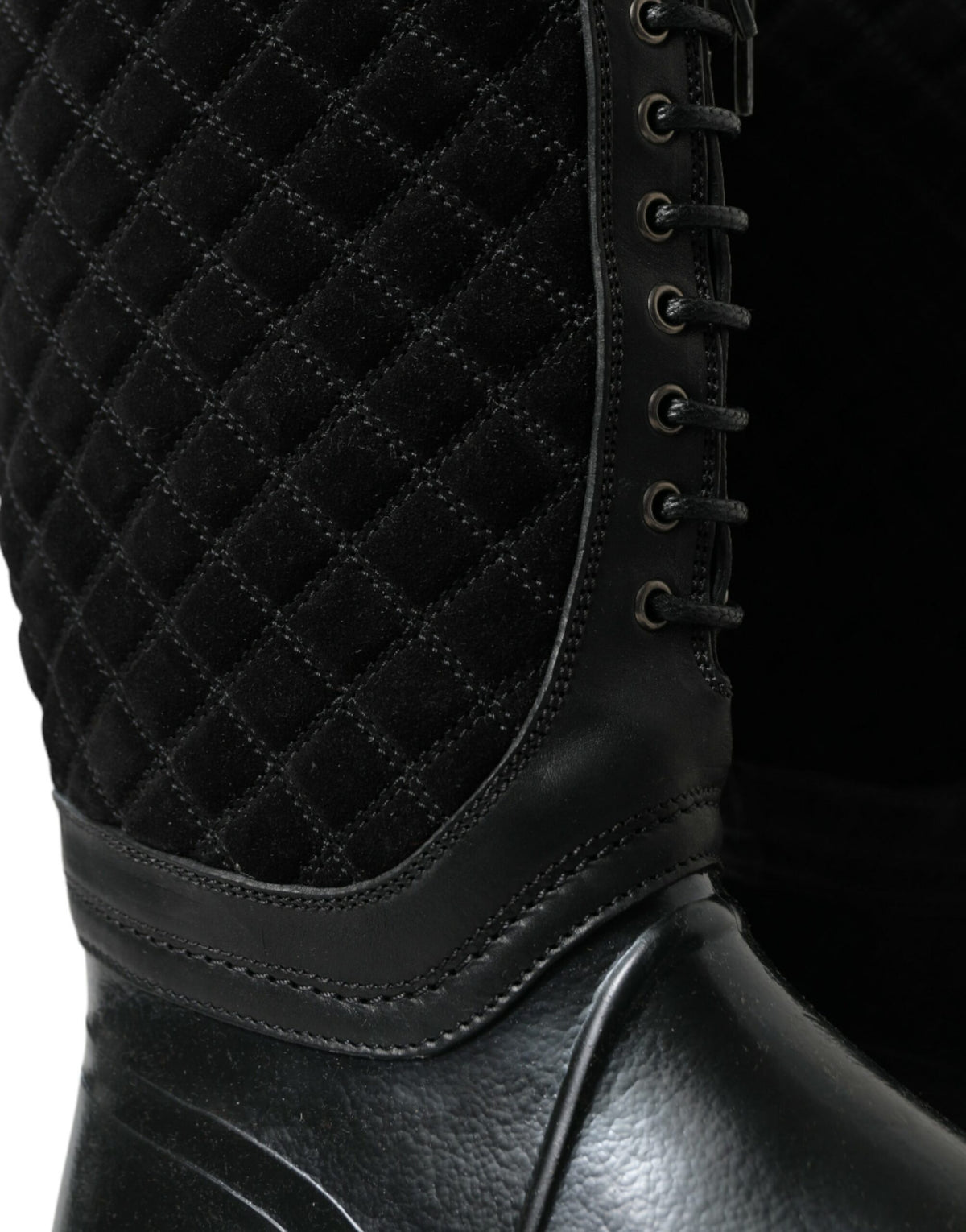 Dolce & Gabbana Schwarz Chioggia Gummi Wildleder Regen Stiefel Schuhe