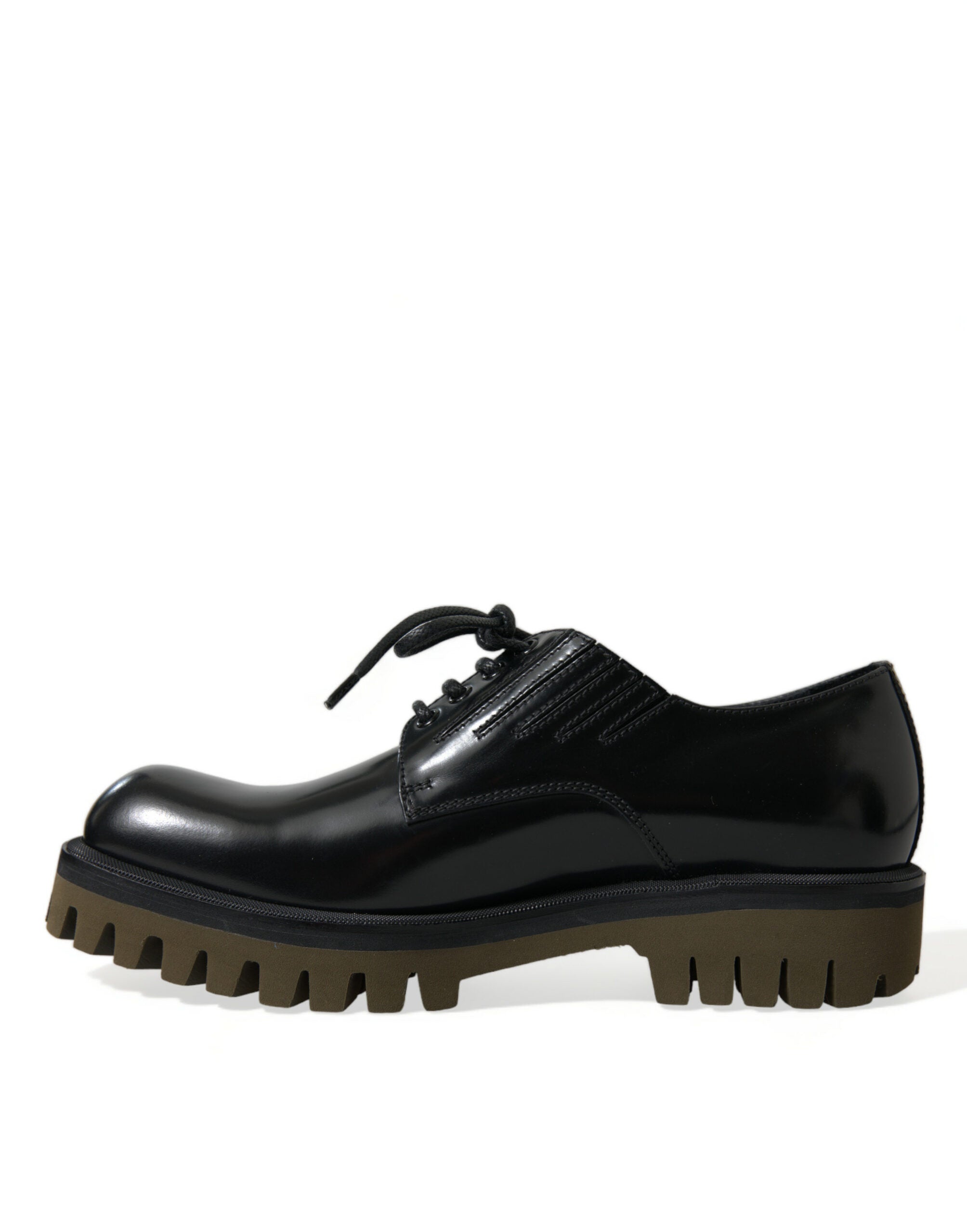 Dolce & Gabbana Schwarz Leder Lace Up Derby Männer Kleid Schuhe