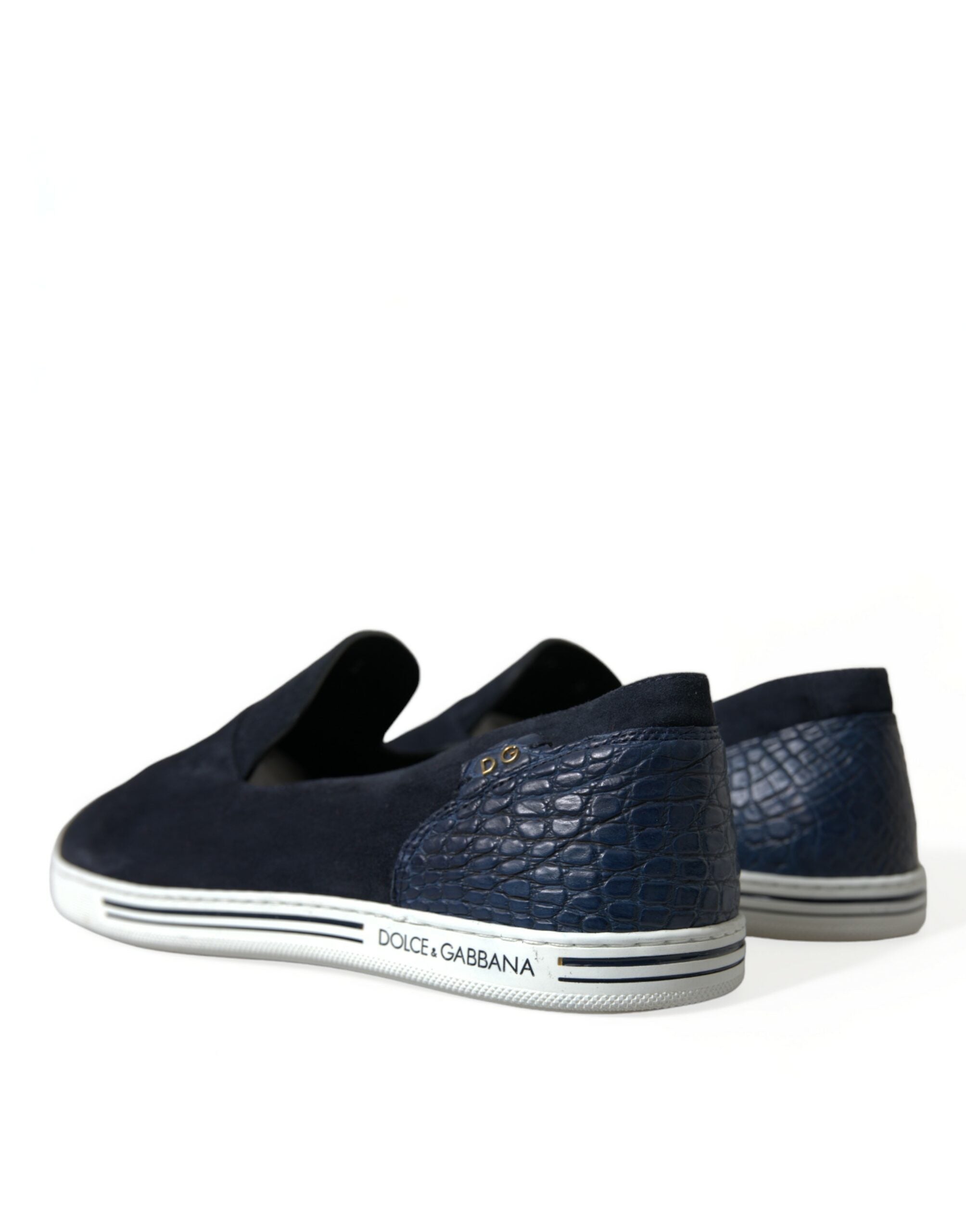 Dolce & Gabbana Blau Wildleder Kaiman Loafers Saint Tropez Schuhe