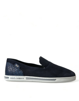 Dolce & Gabbana Blau Wildleder Kaiman Loafers Saint Tropez Schuhe