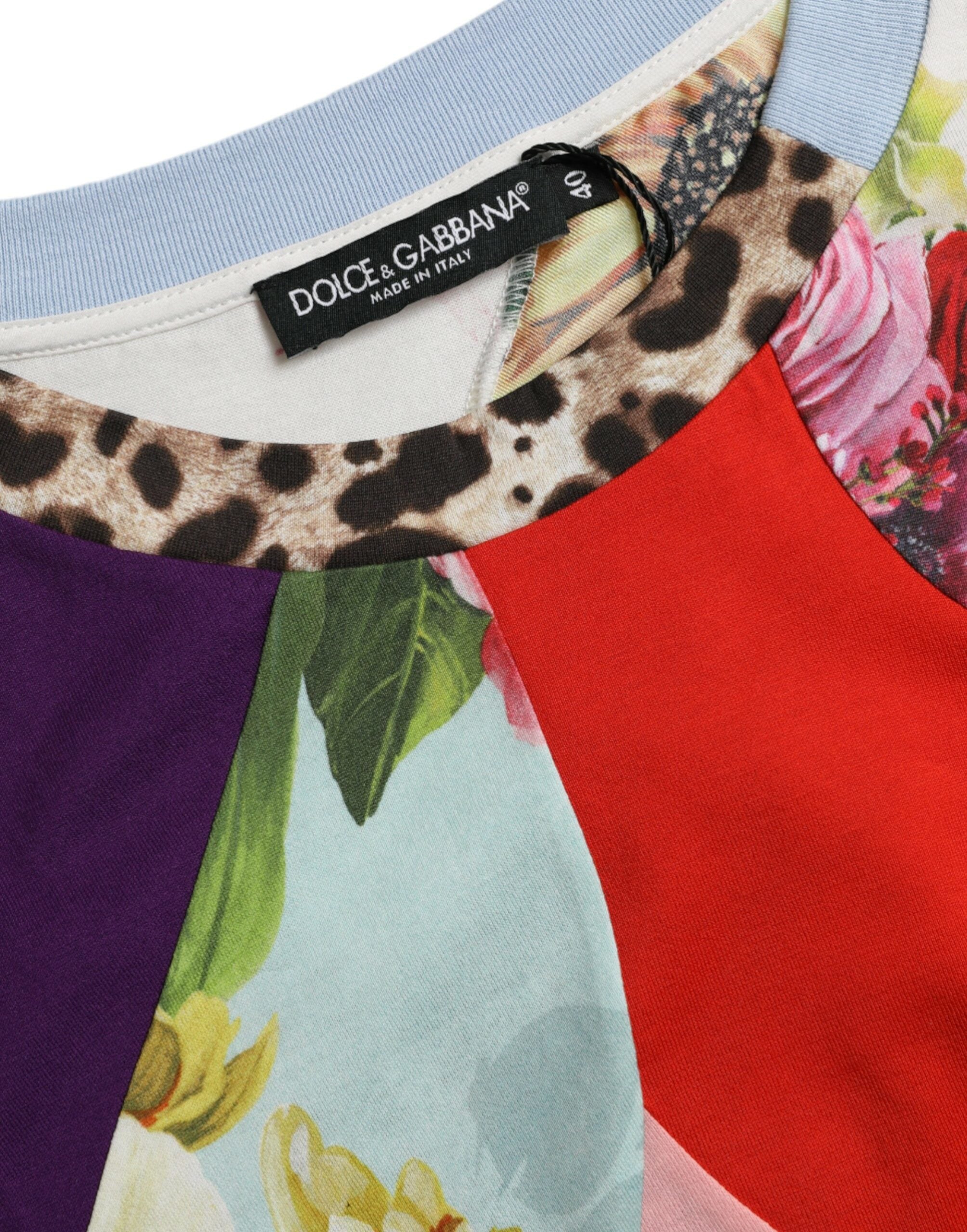 Dolce & Gabbana Multicolor Patchwork-Baumwoll-Seidenbluse Top