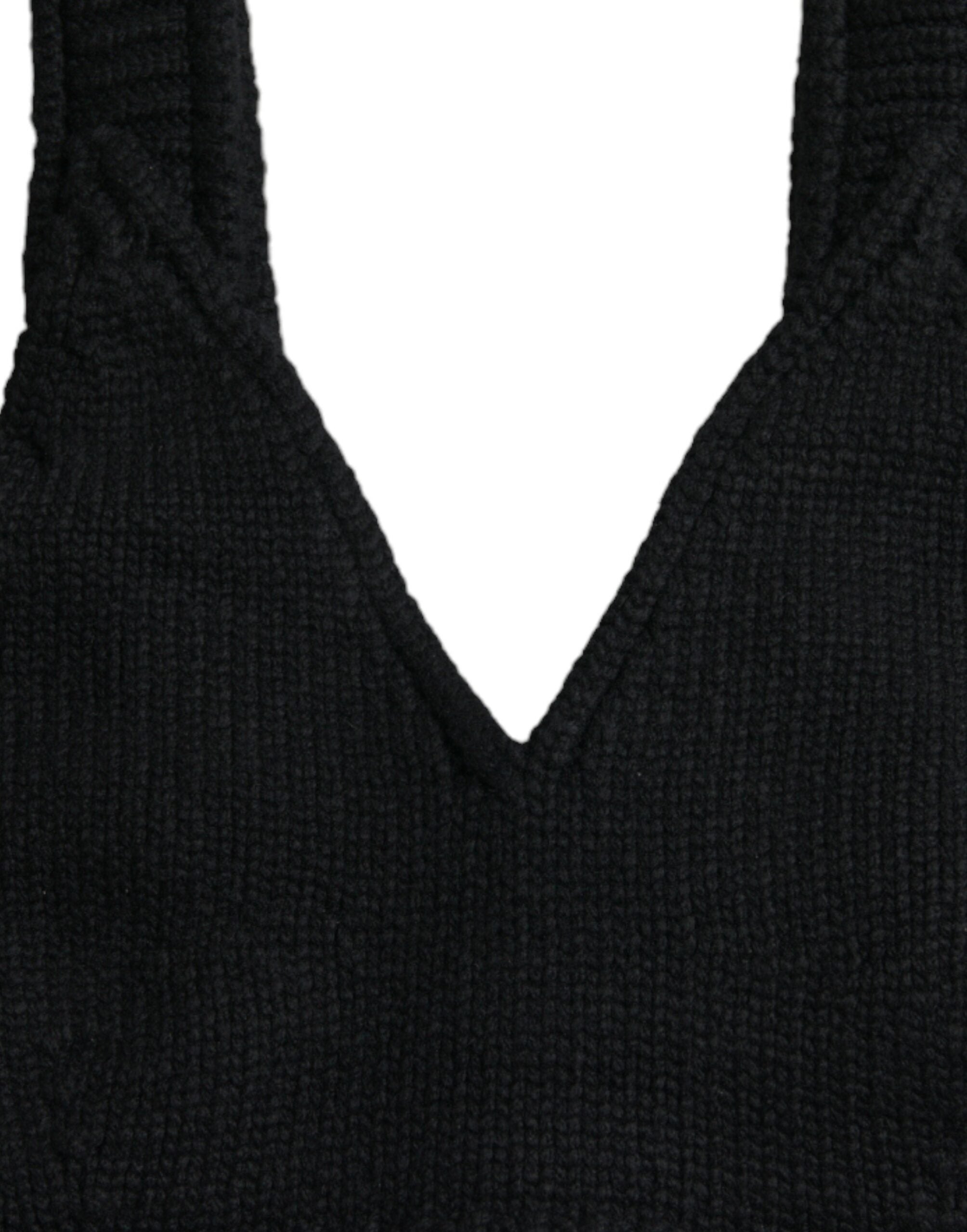 Dolce & Gabbana Schwarzes Bustier-Top mit V-Ausschnitt aus Kaschmir