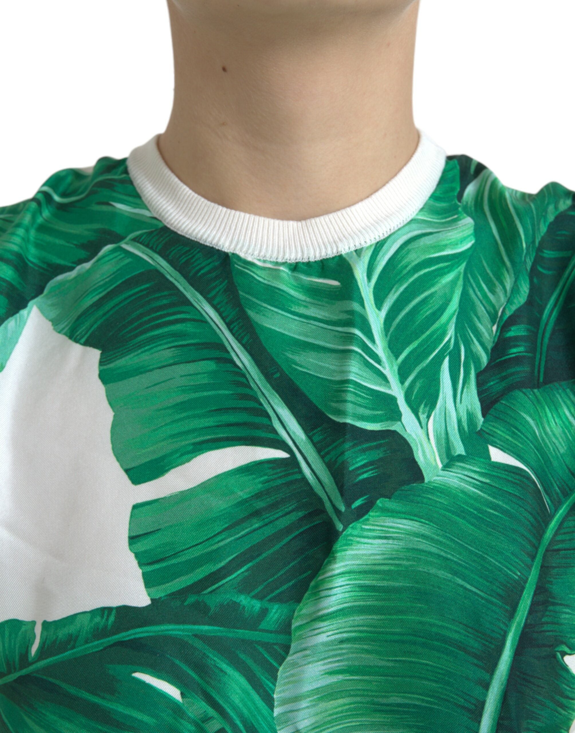 Dolce & Gabbana Weißes Bananenblatt Druck Rundhalsausschnitt Tank Top