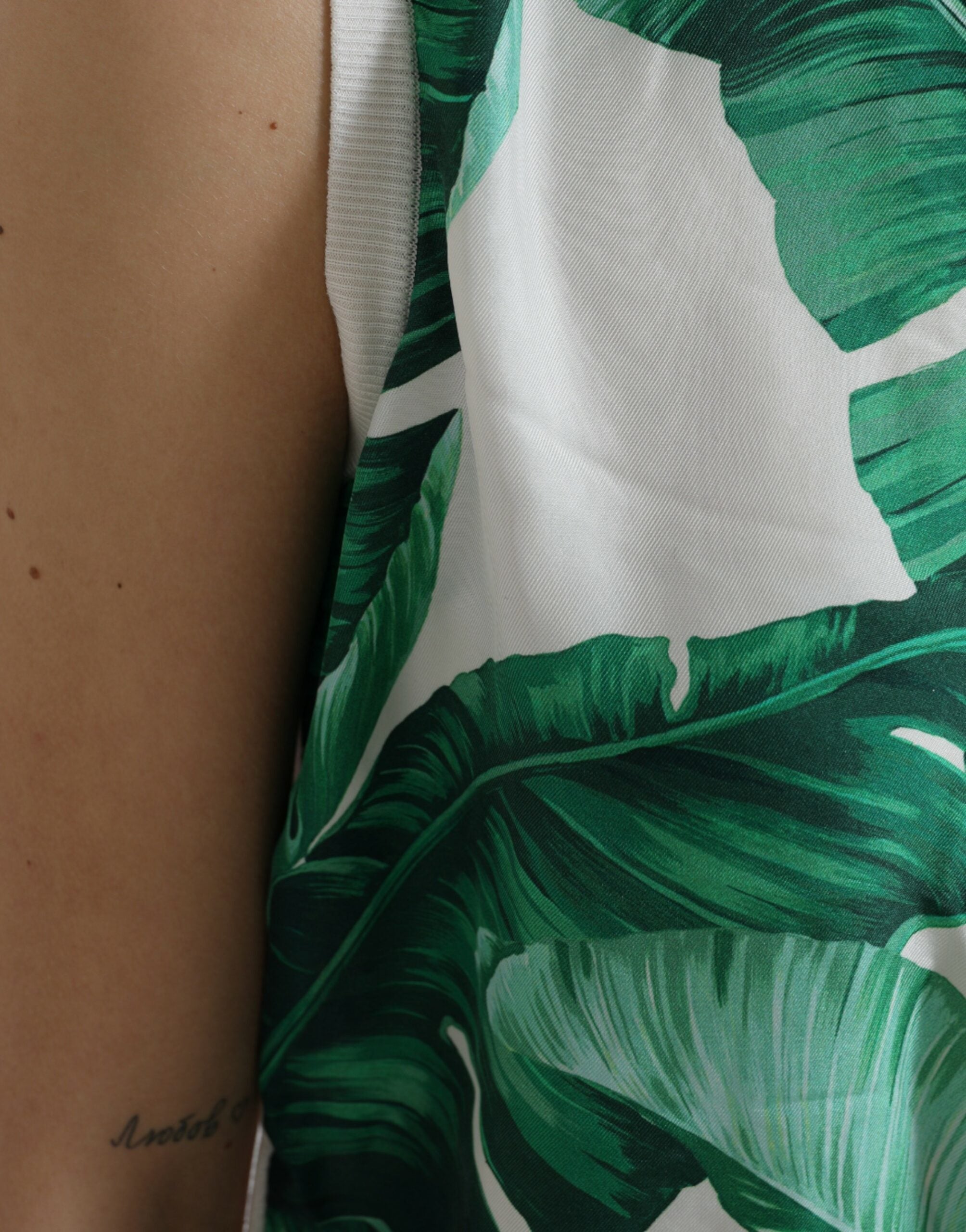 Dolce & Gabbana Weißes Bananenblatt Druck Rundhalsausschnitt Tank Top