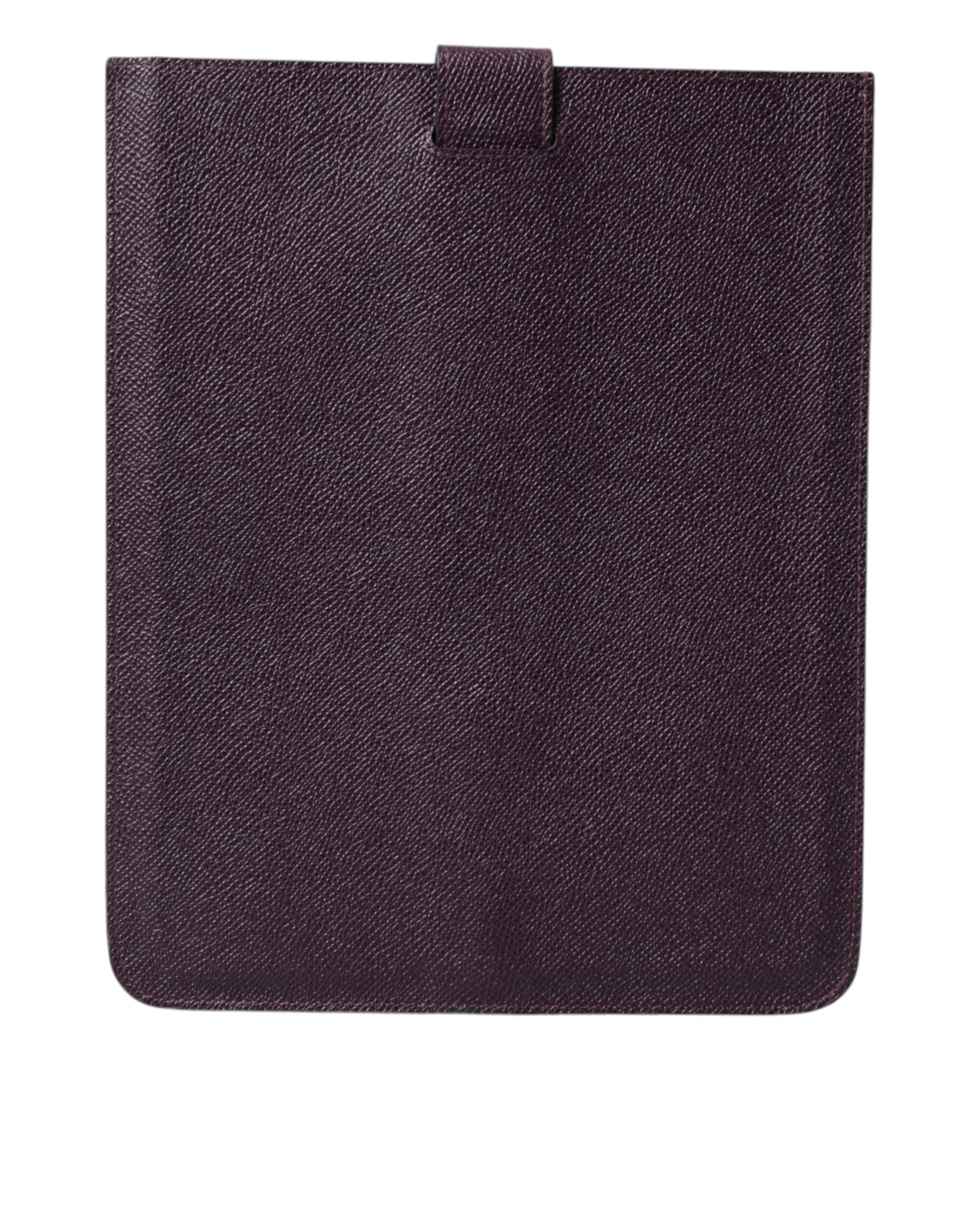Dolce & Gabbana Dunkelbraune Leder-Tablet-Hülle mit Logo-Plakette