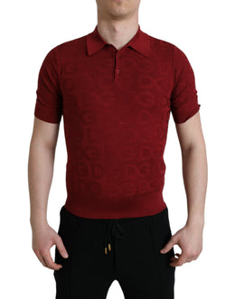 Dolce & Gabbana Kastanienbraunes Kurzarm-T-Shirt aus Seide mit Kragen