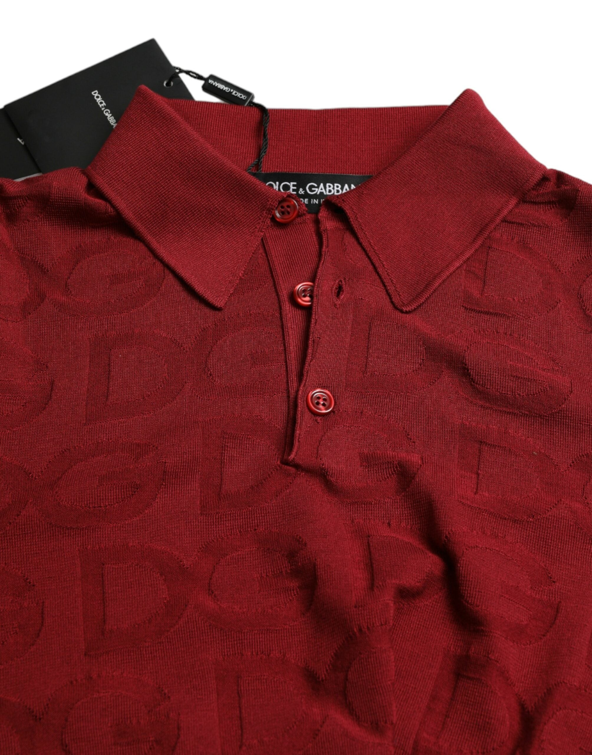 Dolce & Gabbana Kastanienbraunes Kurzarm-T-Shirt aus Seide mit Kragen