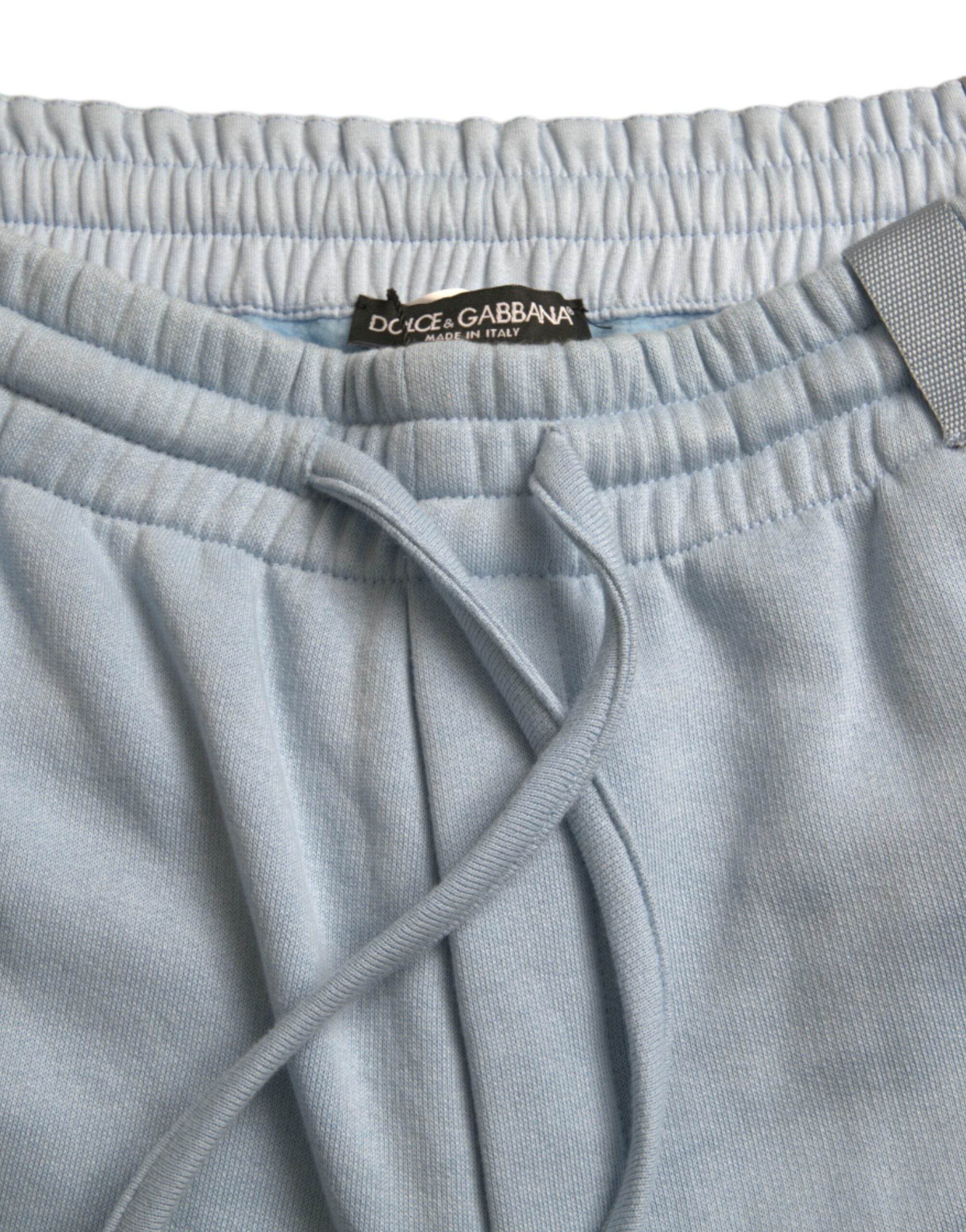 Dolce & Gabbana Hellblaue Baumwoll-Sweatpants Männer Jogger-Hosen