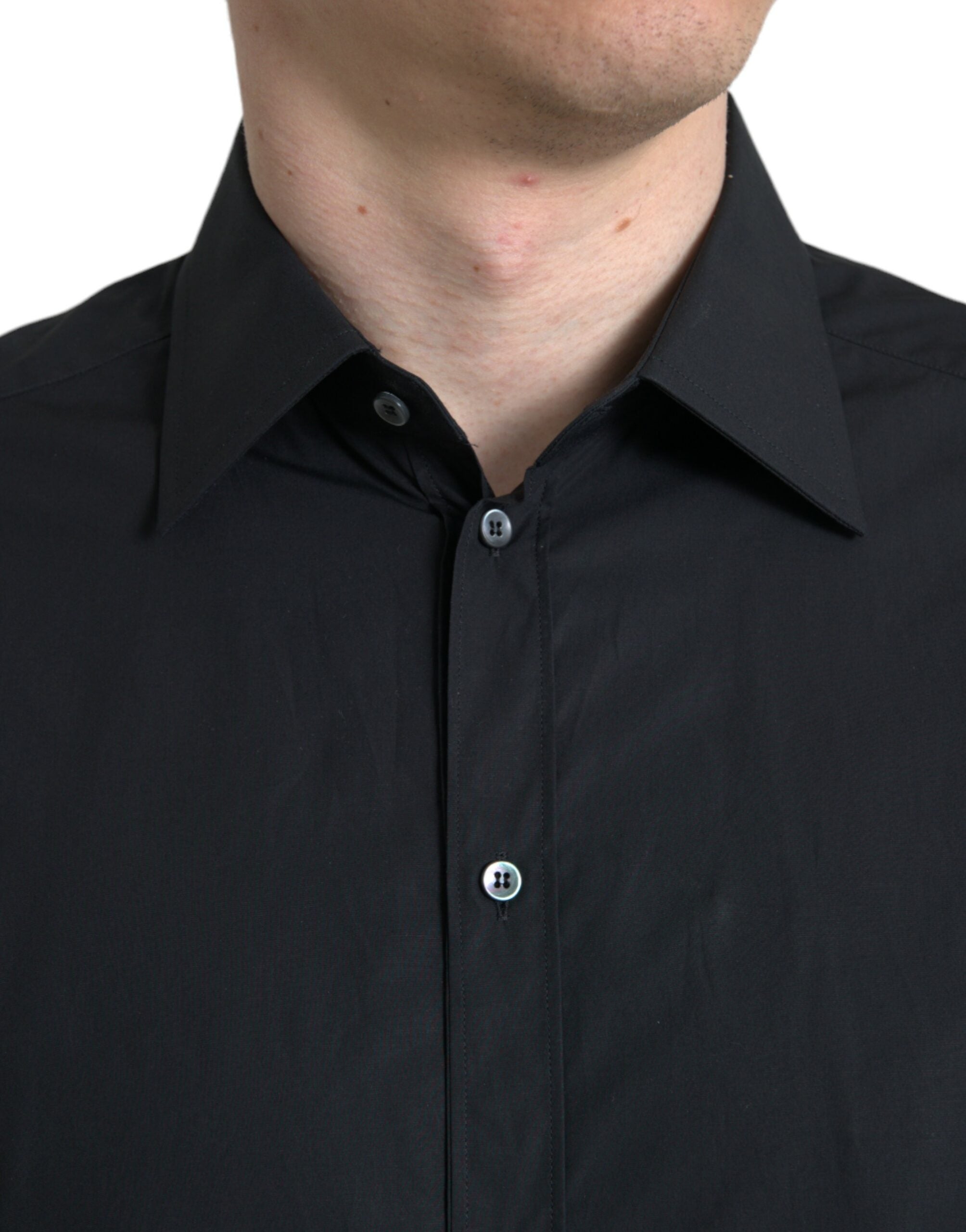 Dolce & Gabbana Schwarzes Baumwollhemd für Männer GOLD Formal