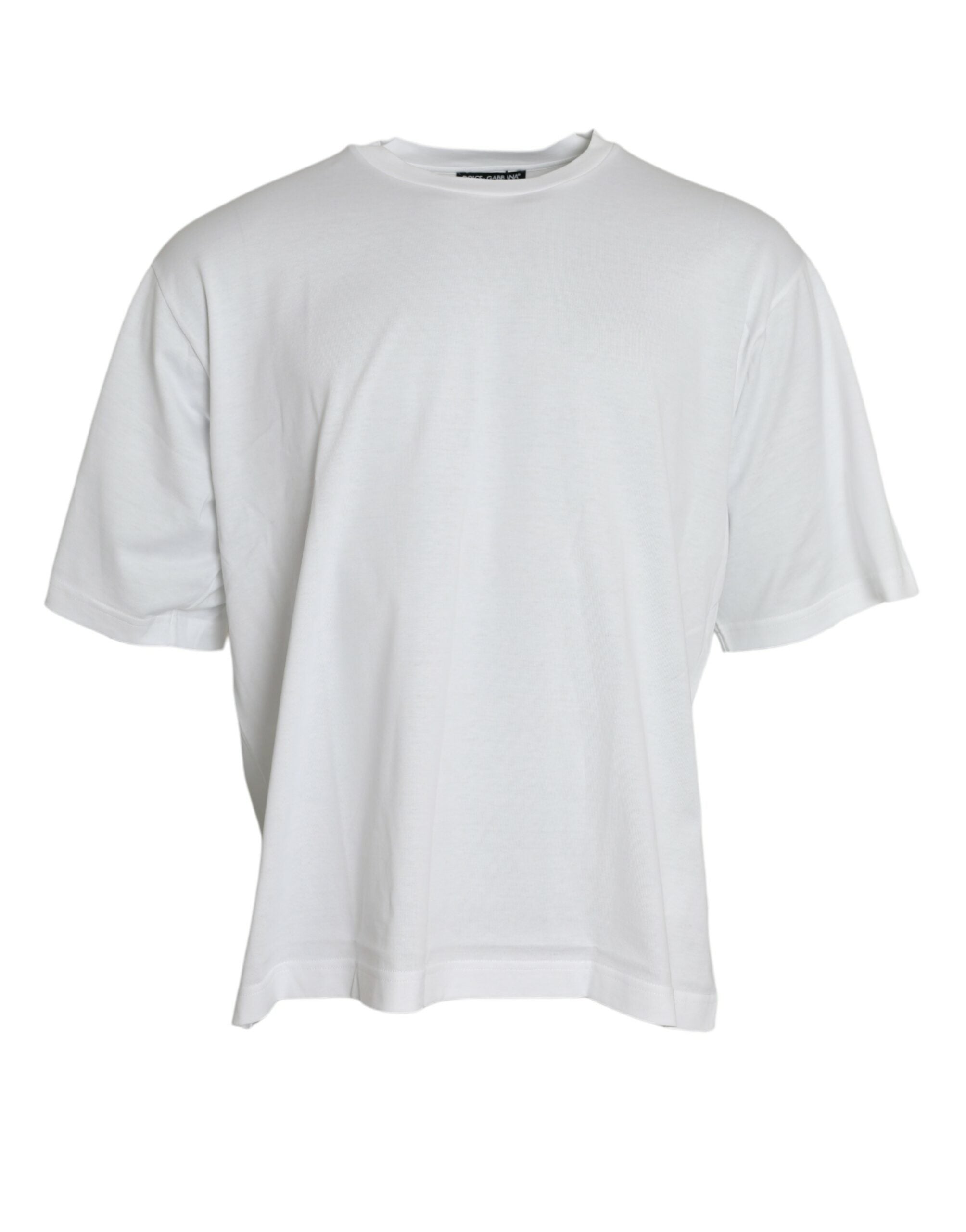 Dolce & Gabbana Weißes Baumwoll-T-Shirt mit kurzen Ärmeln und Rundhalsausschnitt