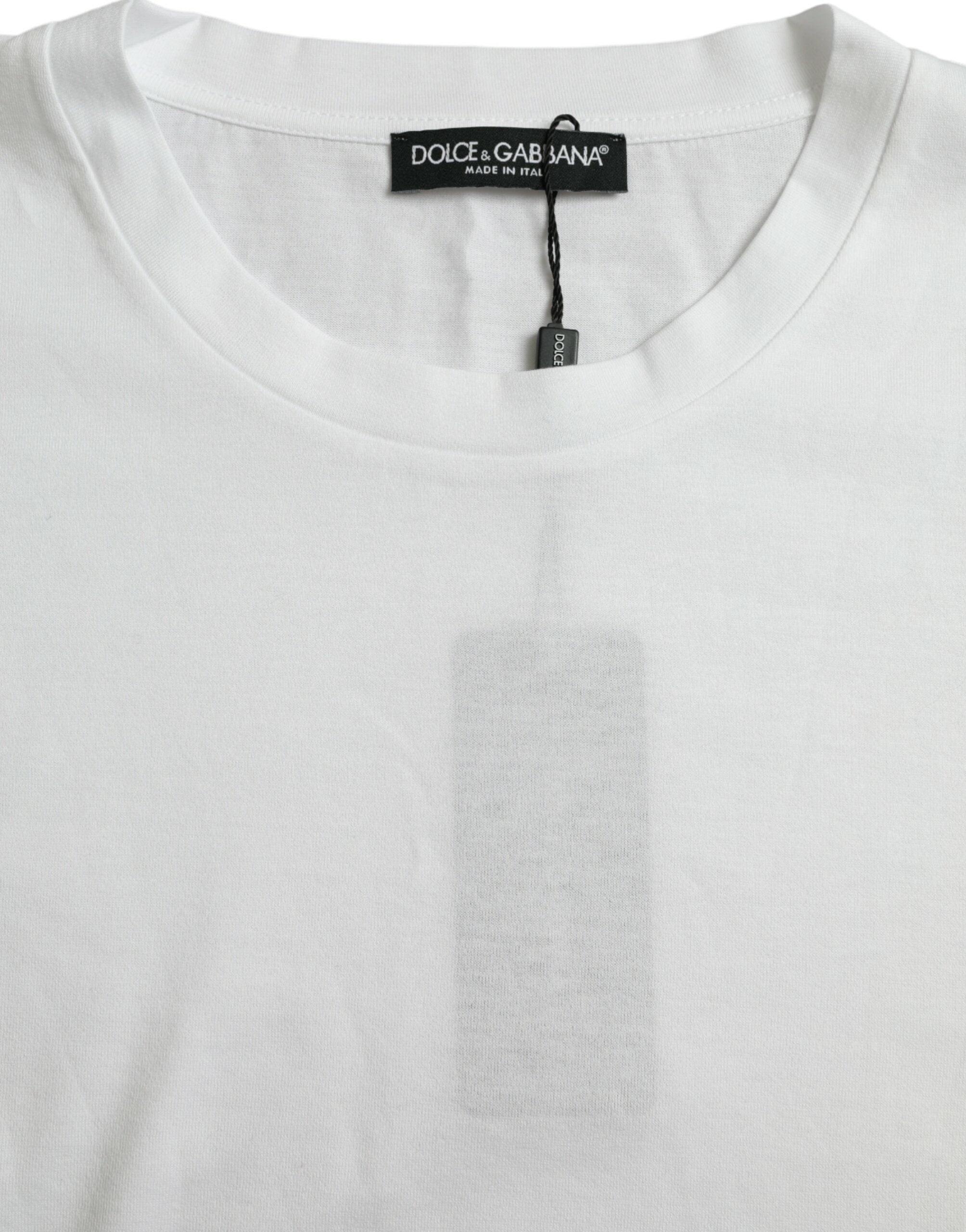 Dolce & Gabbana Weißes Baumwoll-T-Shirt mit kurzen Ärmeln und Rundhalsausschnitt