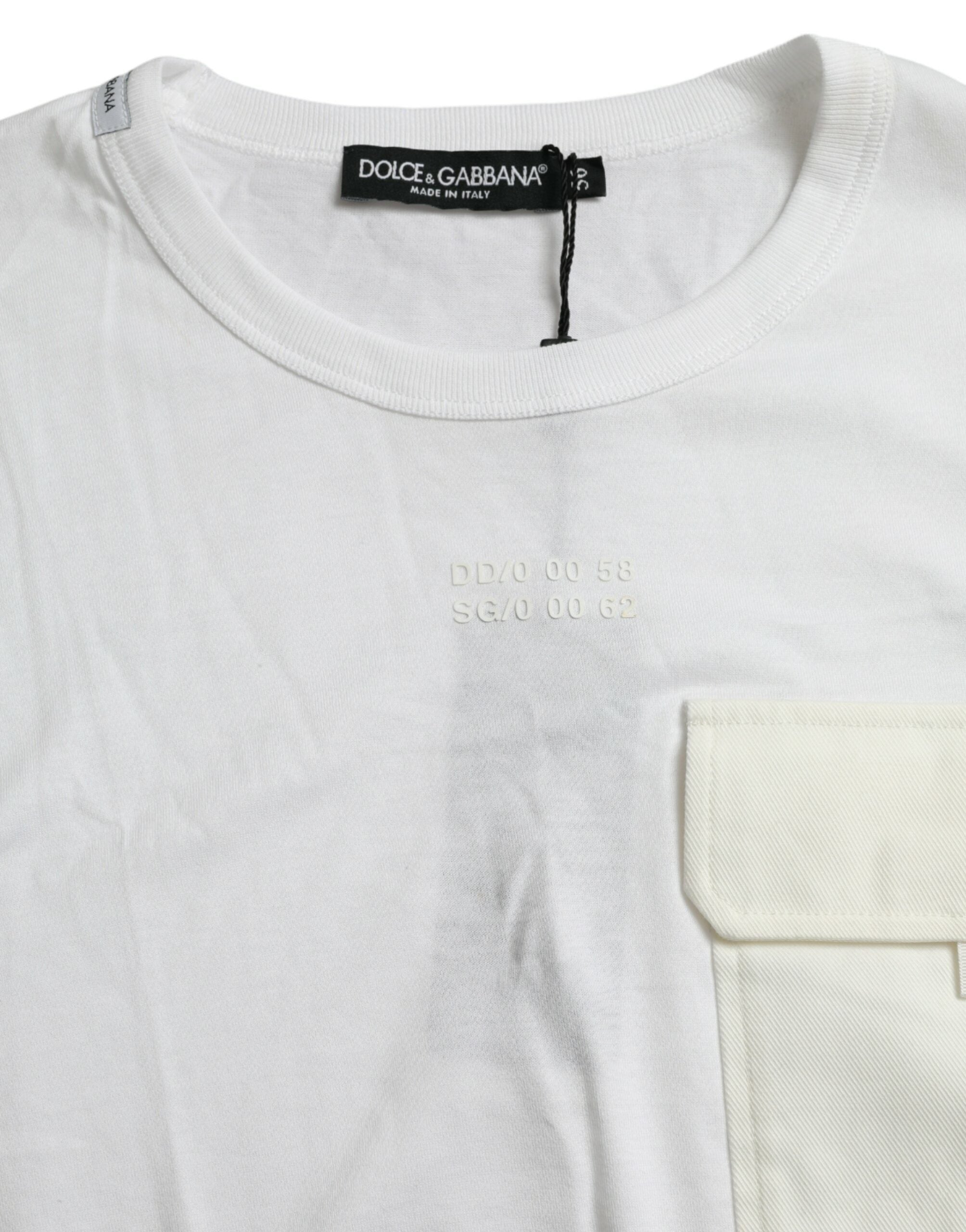 Dolce & Gabbana Weißes Baumwoll-T-Shirt mit Brusttasche und kurzen Ärmeln