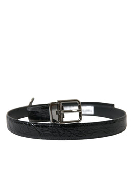 Dolce & Gabbana Schwarzer Ledergürtel mit silberner Metallschnalle