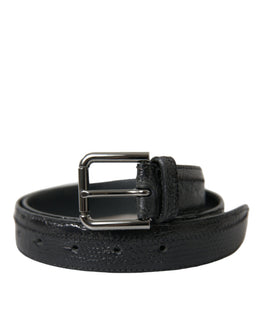 Dolce & Gabbana Schwarzer Gürtel aus exotischem Leder mit silberner Metallschnalle