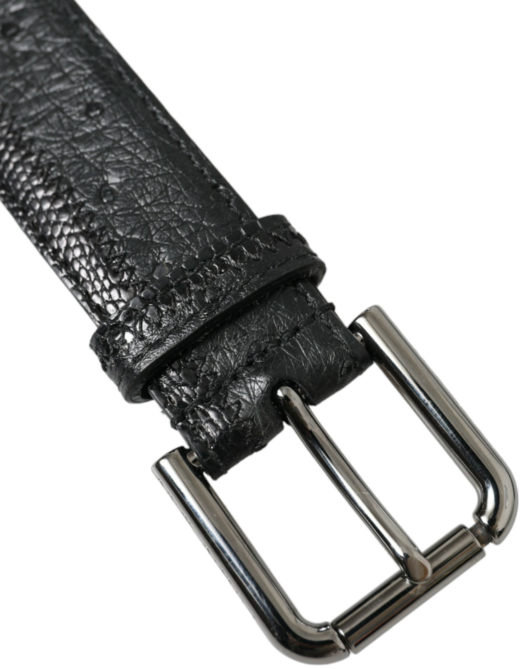 Dolce & Gabbana Schwarzer Gürtel aus exotischem Leder mit silberner Metallschnalle