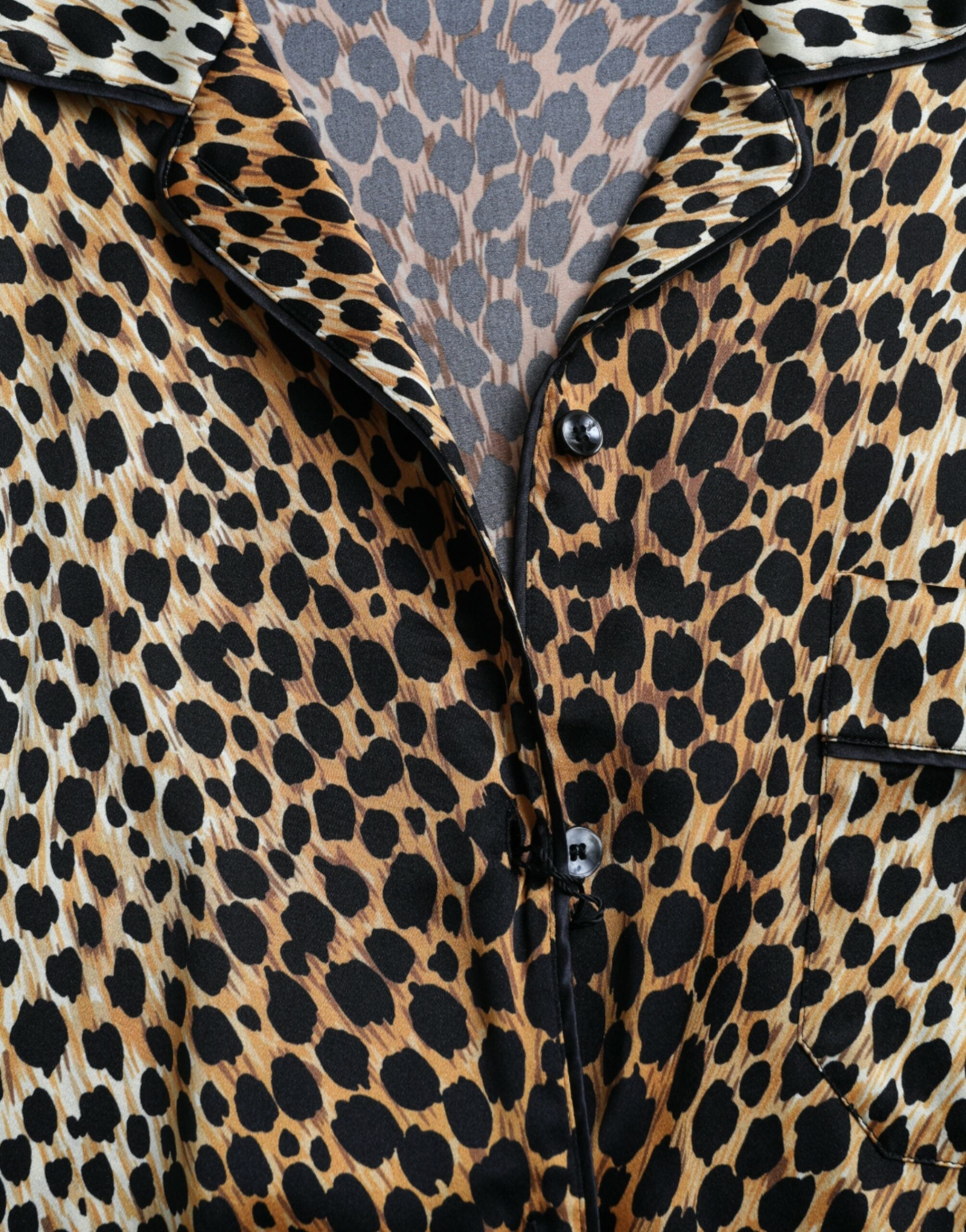 Dolce & Gabbana Braunes Leopardendruck Blusenoberteil mit langen Ärmeln