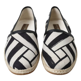 Dolce & Gabbana Schwarz Weiß Streifen Slip On Espadrille Schuhe