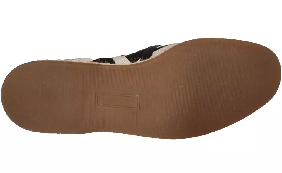 Dolce & Gabbana Schwarz Weiß Streifen Slip On Espadrille Schuhe
