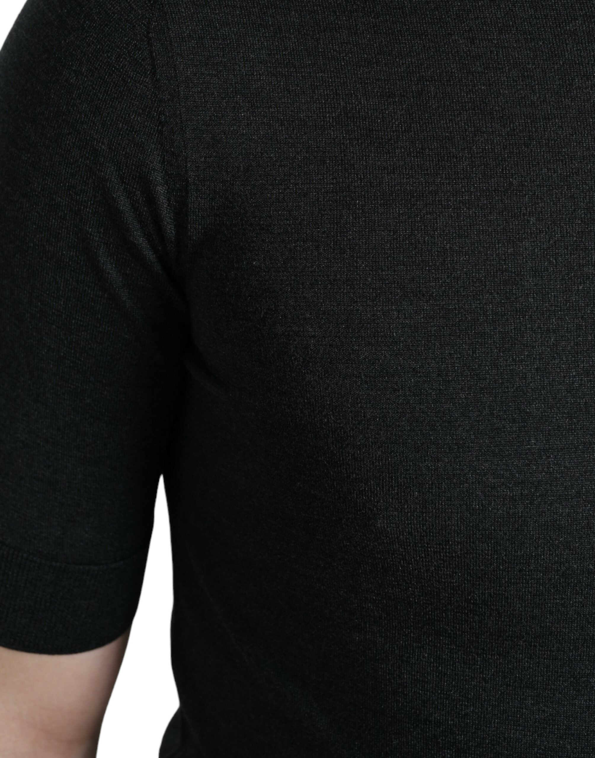 Dolce & Gabbana Dunkelgraues T-Shirt mit Rundhalsausschnitt und kurzen Ärmeln