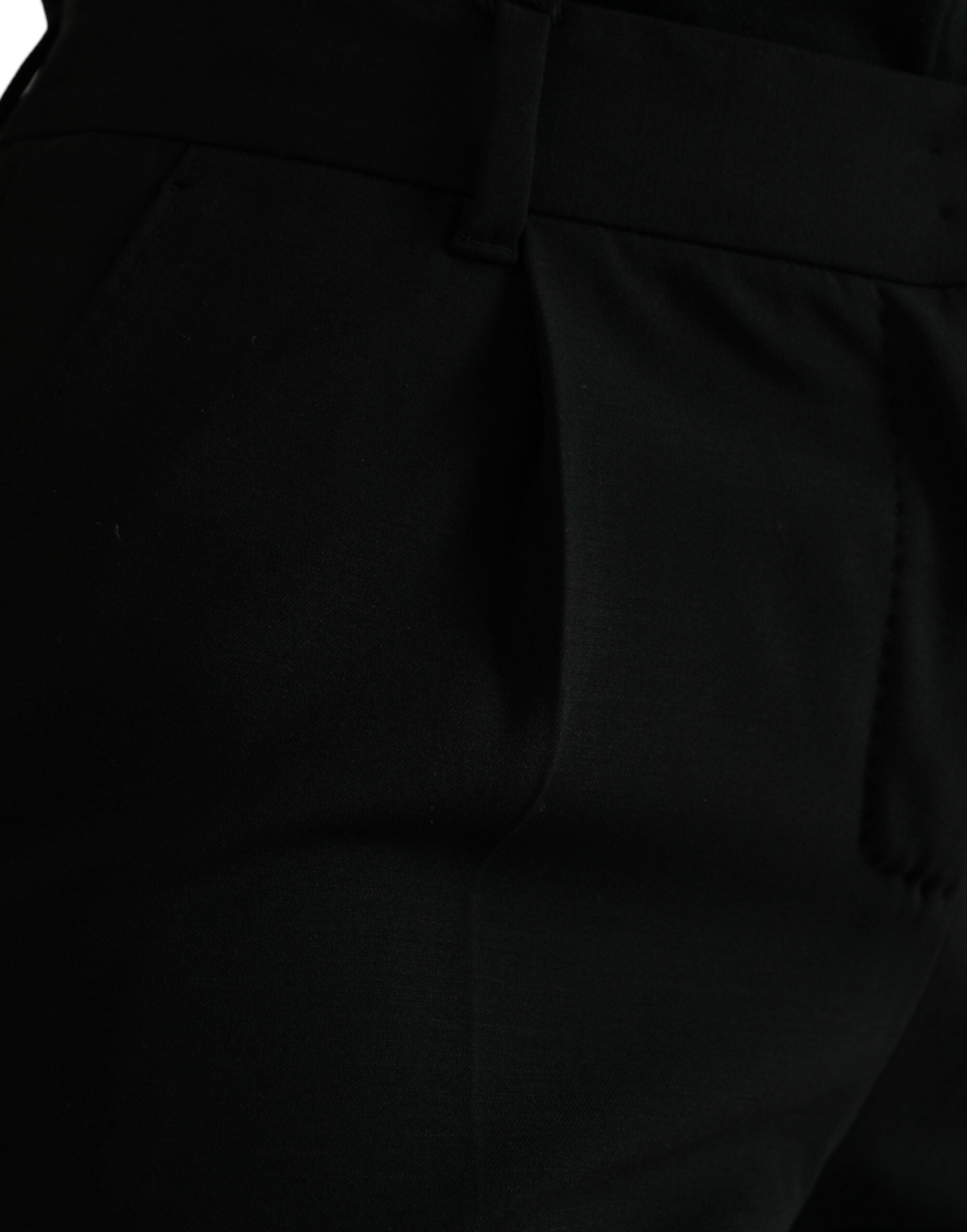 Dolce & Gabbana Schwarze Wolle Mid Waist Tapered Pants