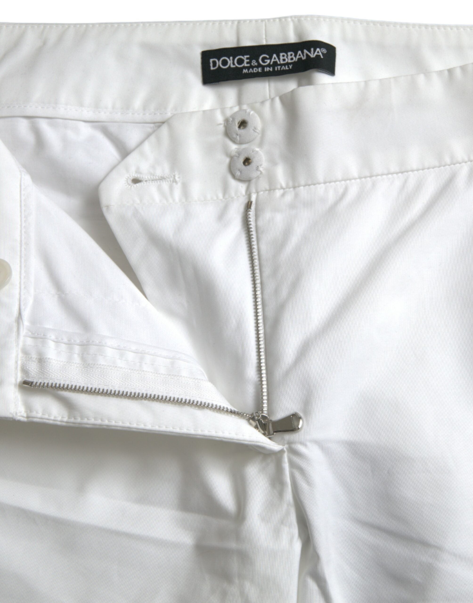 Dolce & Gabbana Weiße ausgeschnittene Hose aus Baumwolle mit mittlerer Taille