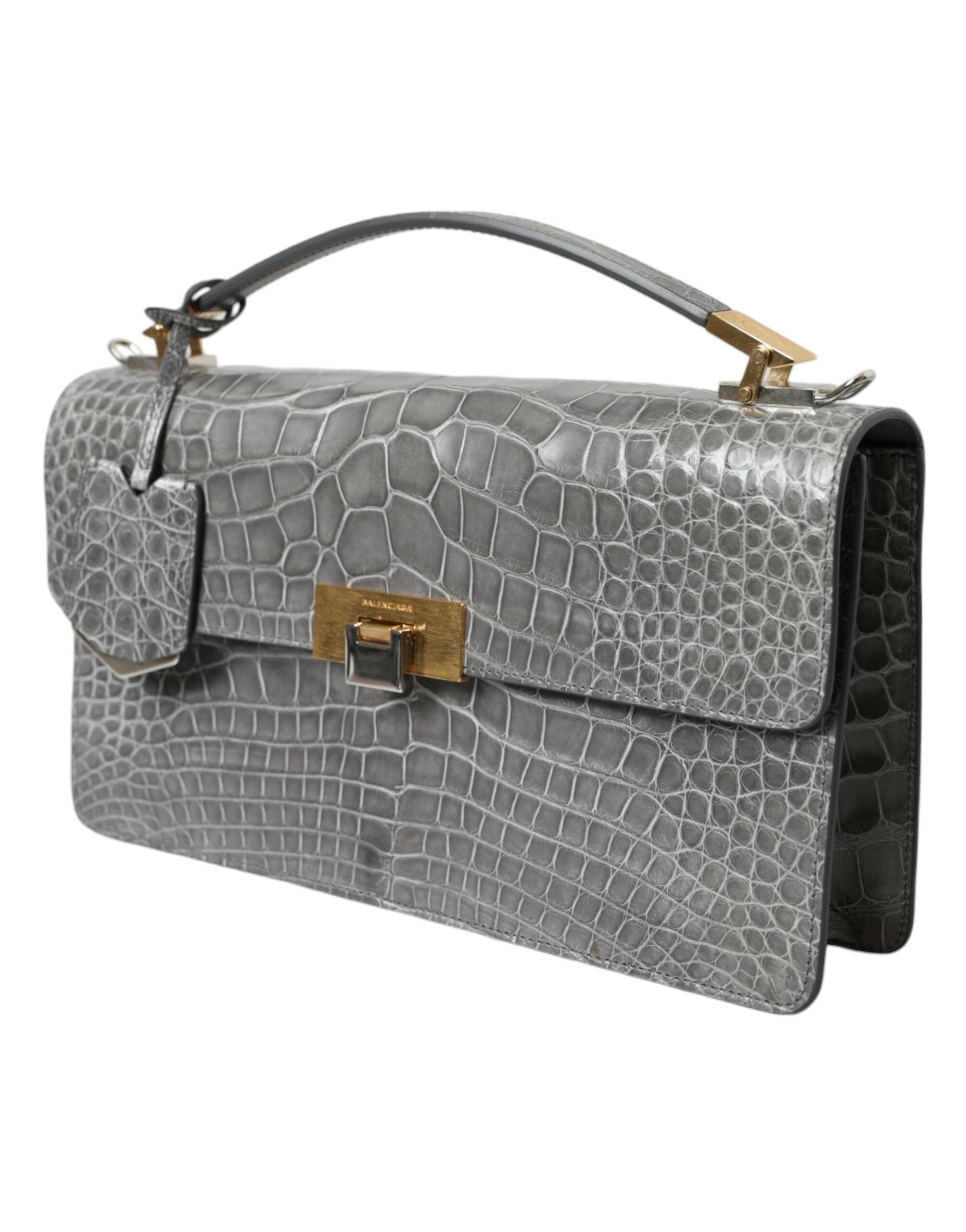 Balenciaga Graue Exotenleder Handtasche Medium Schulter