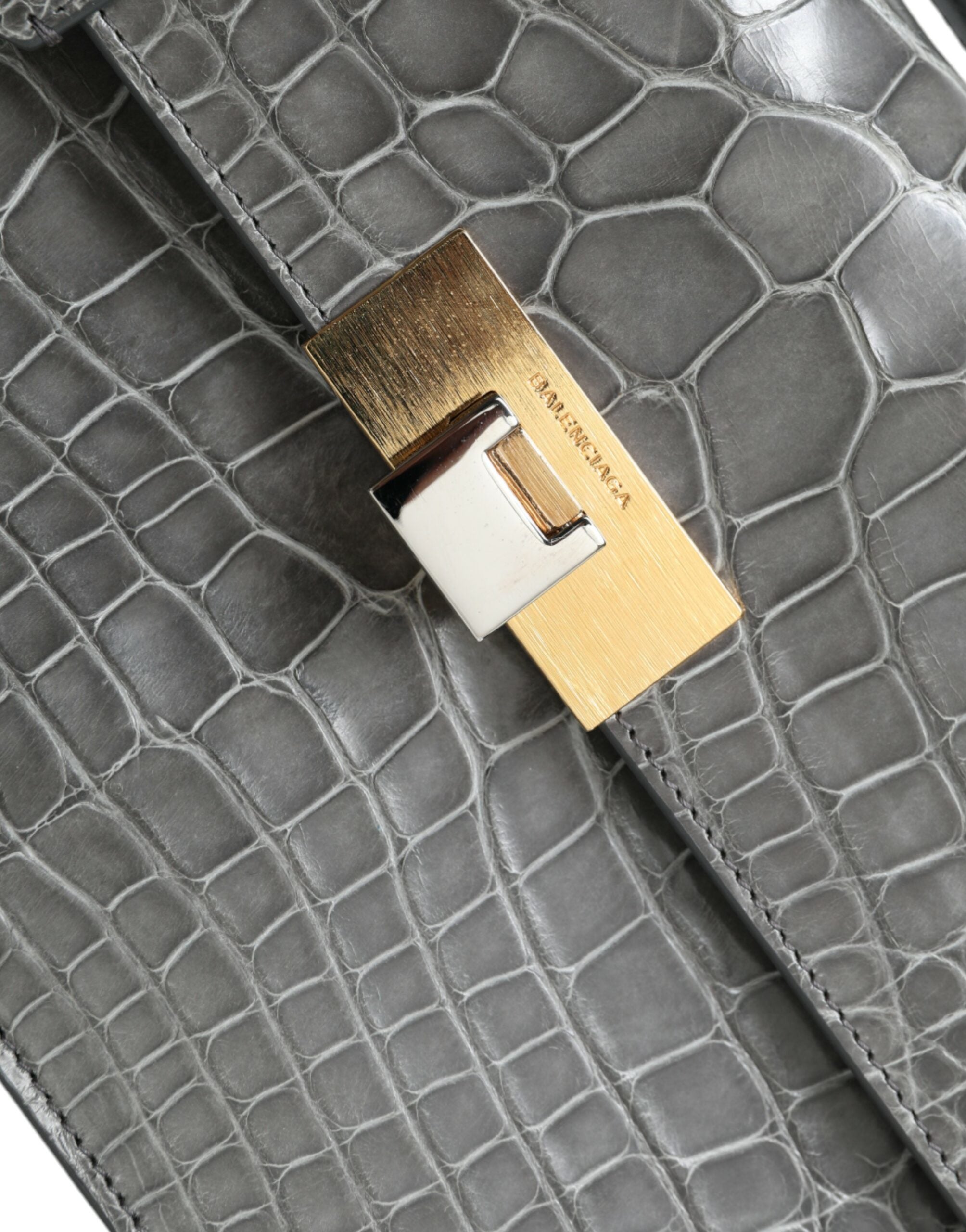 Balenciaga Graue Exotenleder Handtasche Medium Schulter