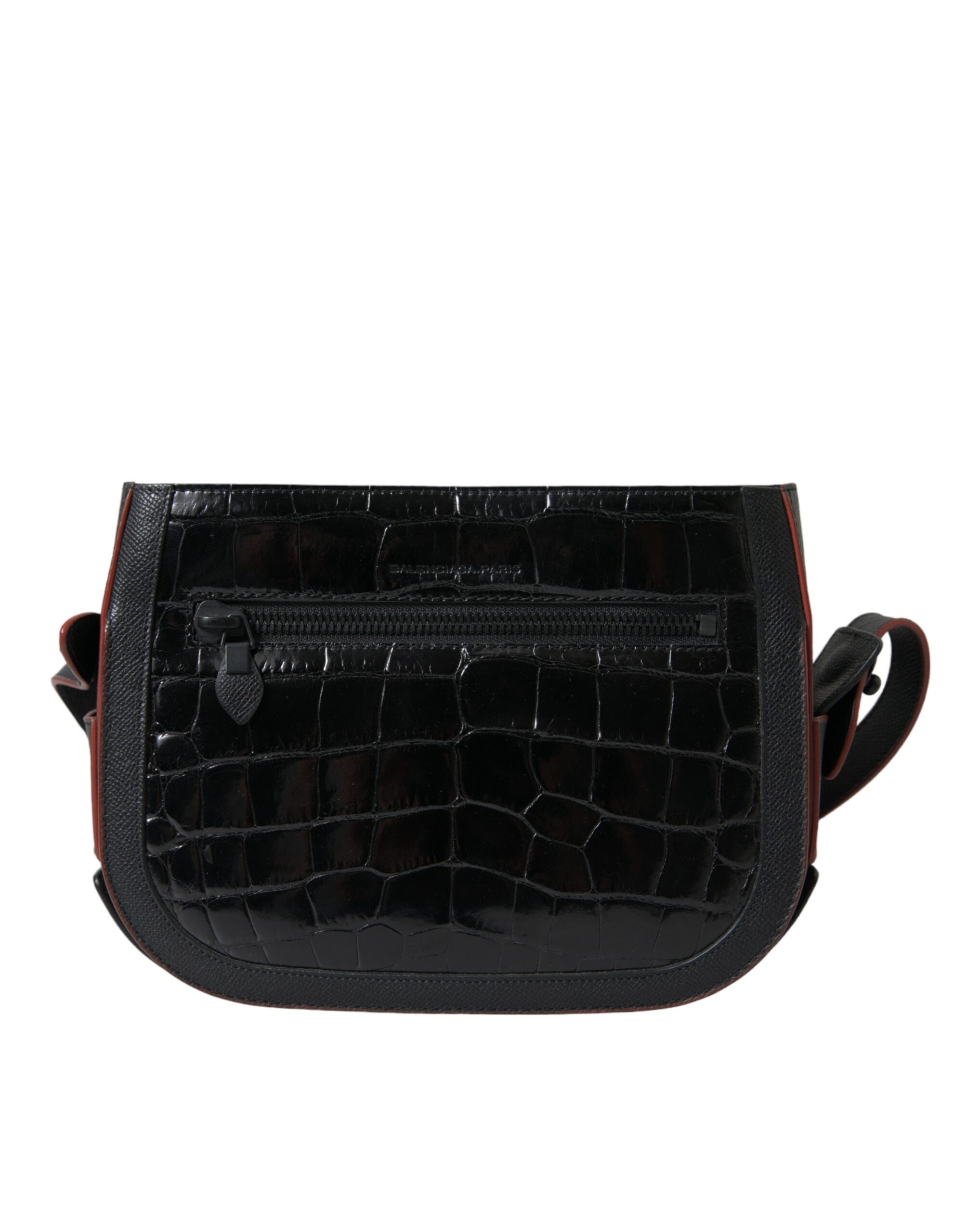 Balenciaga Schwarze Exotenleder Schulter Crossbody Kameratasche