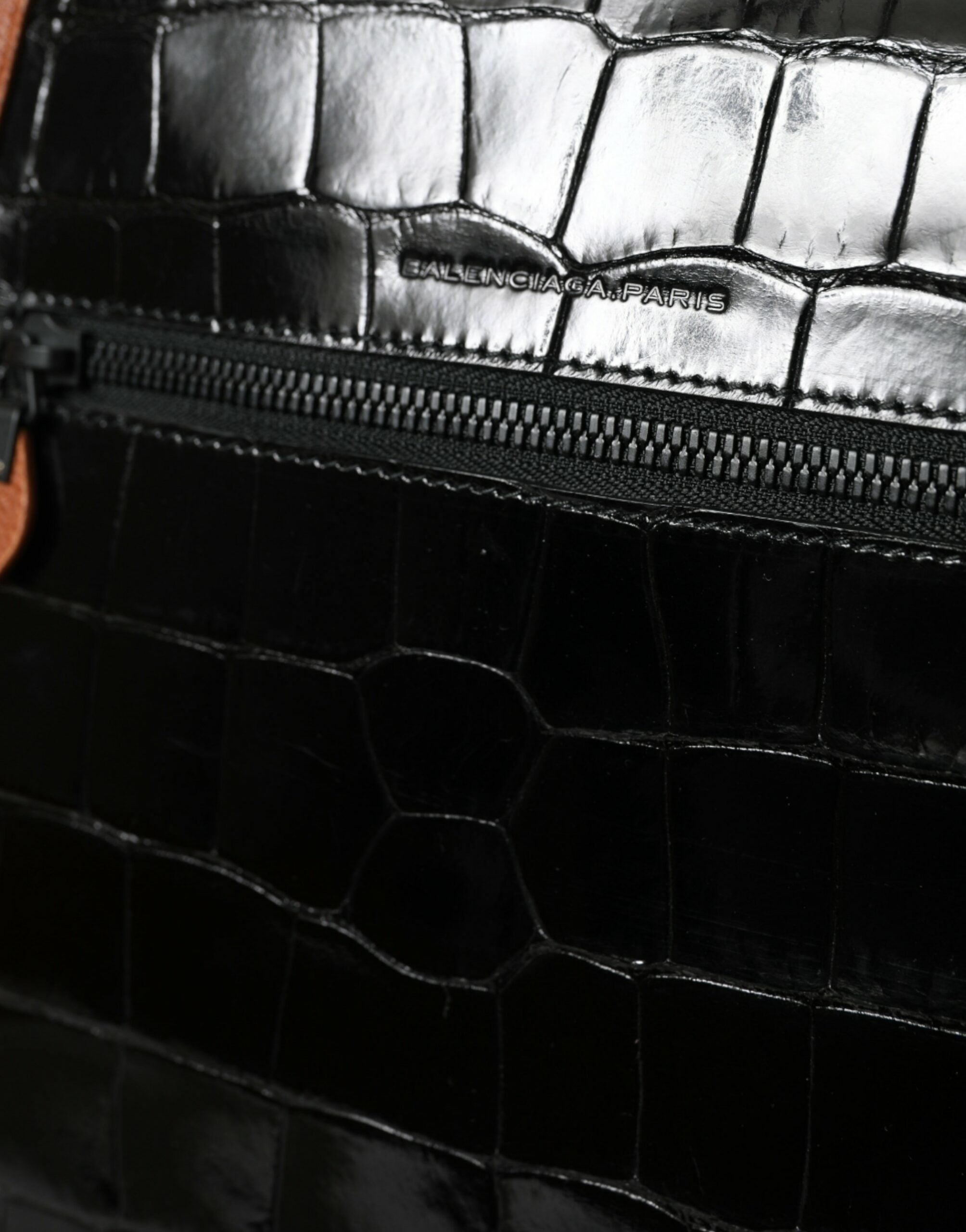 Balenciaga Schwarz Braun Exotische Haut Leder Vertikale Crossbody Geldbörse Tasche