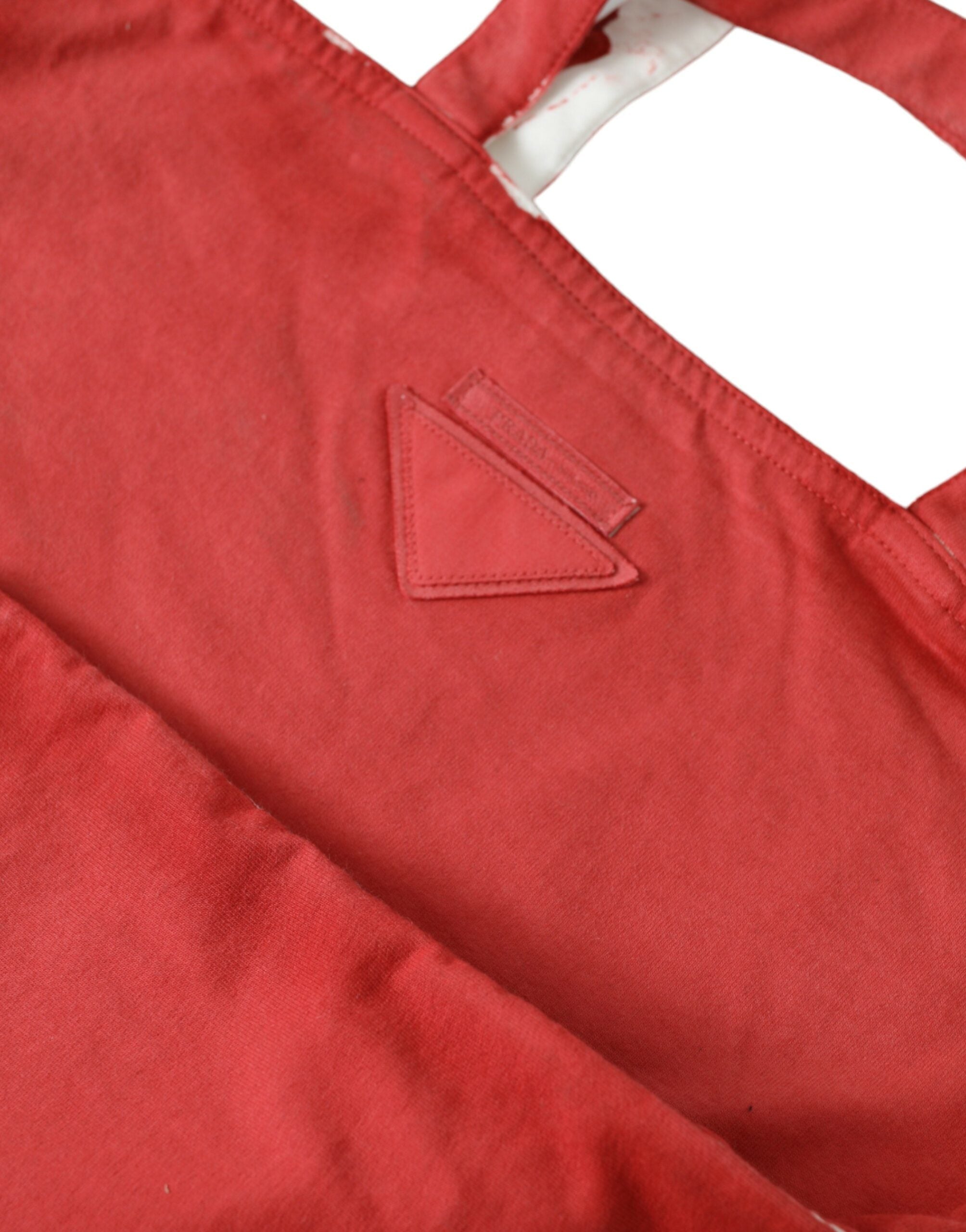 Prada Rote Jersey-Stofflogo-Schulter-Einkaufstasche