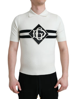 Dolce & Gabbana Weißes DG Logo Henley-Hemd mit Kragen T-Shirt