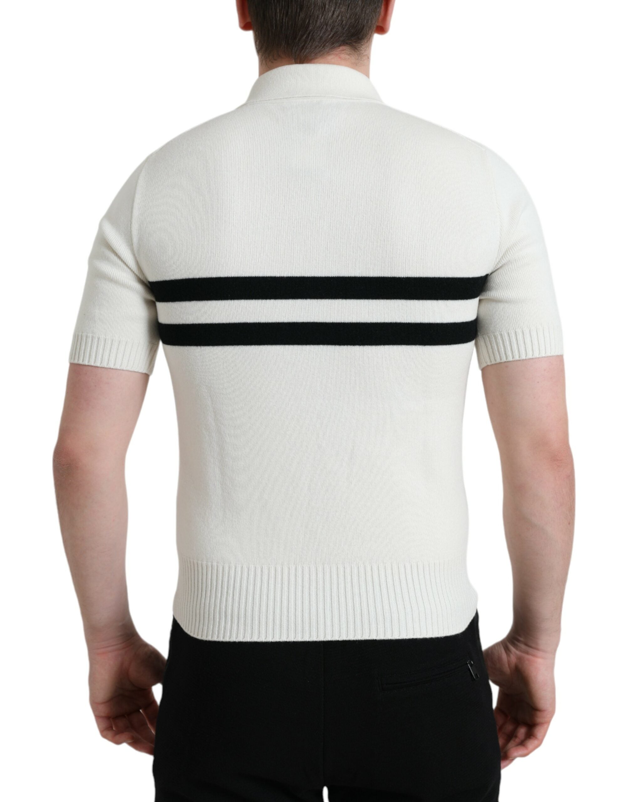 Dolce & Gabbana Weißes DG Logo Henley-Hemd mit Kragen T-Shirt