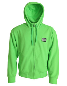 Dolce & Gabbana Neongrüner Kapuzenpullover mit durchgehendem Reißverschluss