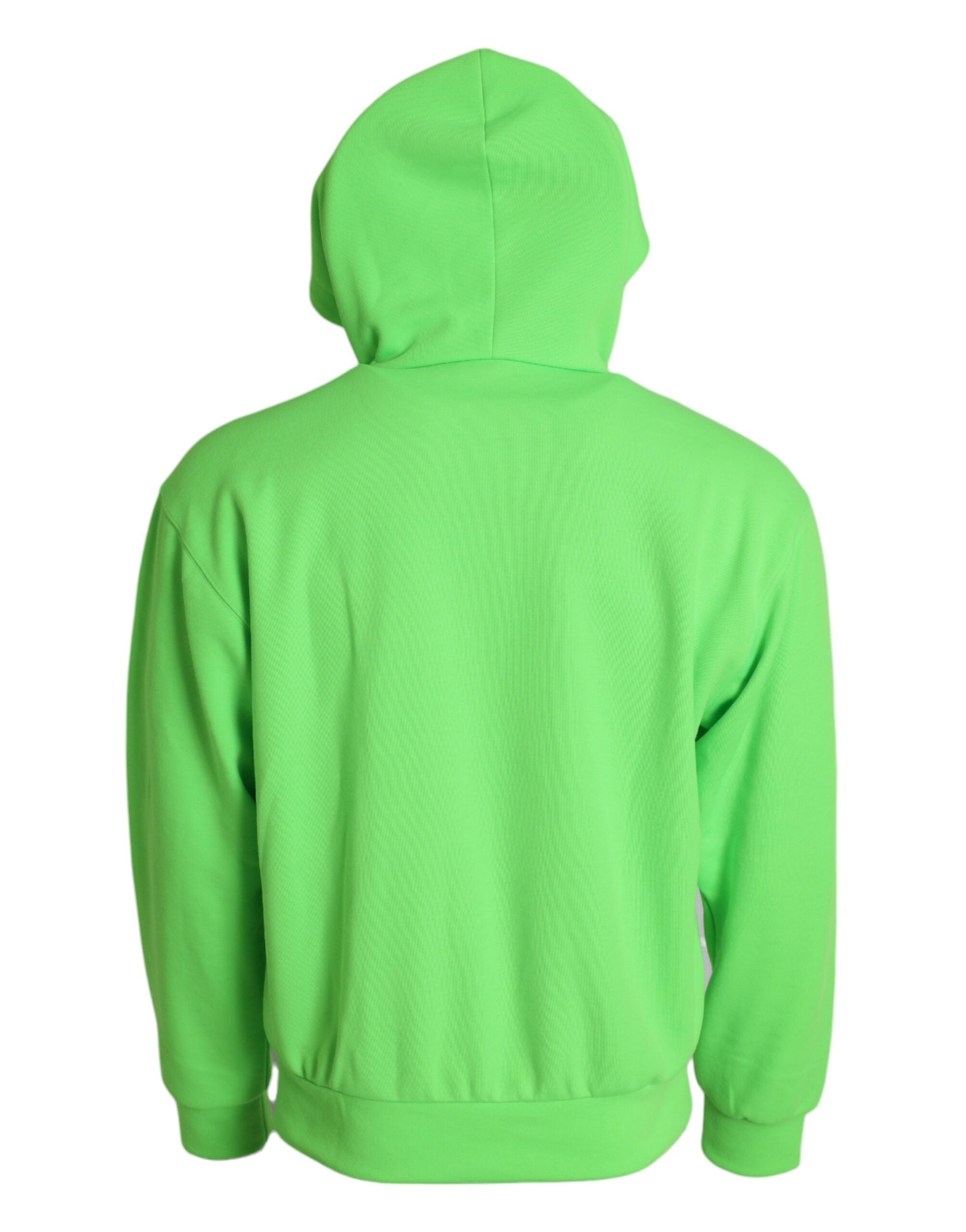 Dolce & Gabbana Neongrüner Kapuzenpullover mit durchgehendem Reißverschluss