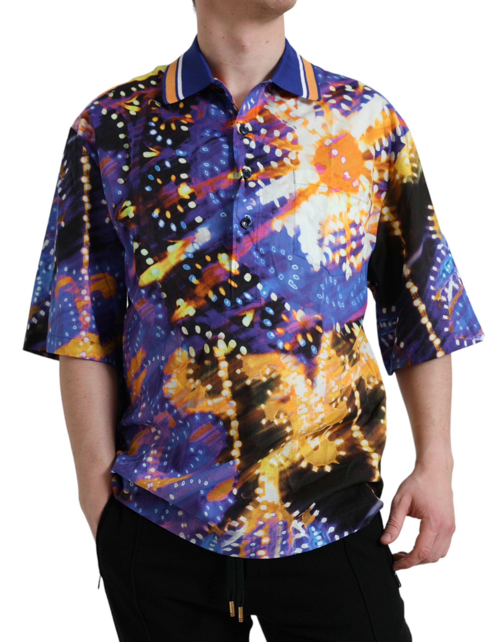 Dolce & Gabbana Multicolor Luminarie Druck Baumwolle Freizeithemd