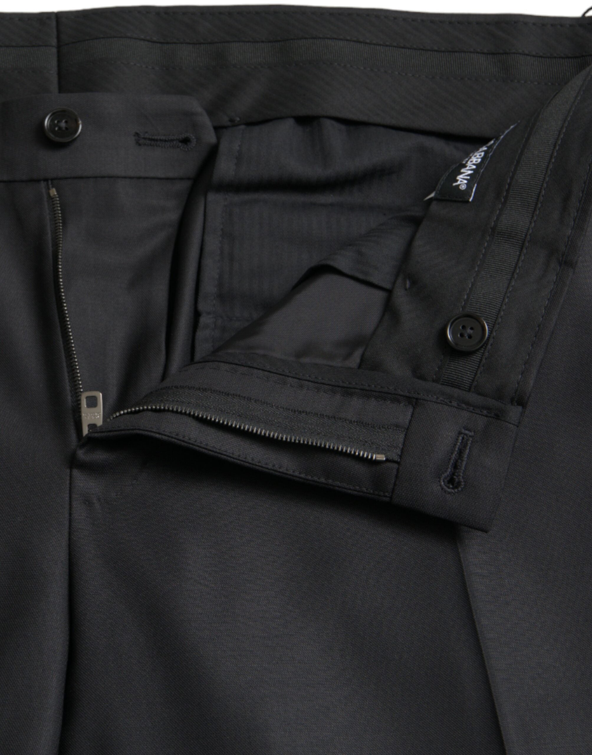 Dolce & Gabbana Schwarze Skinny-Kleid-Hose aus Wolle und Seide