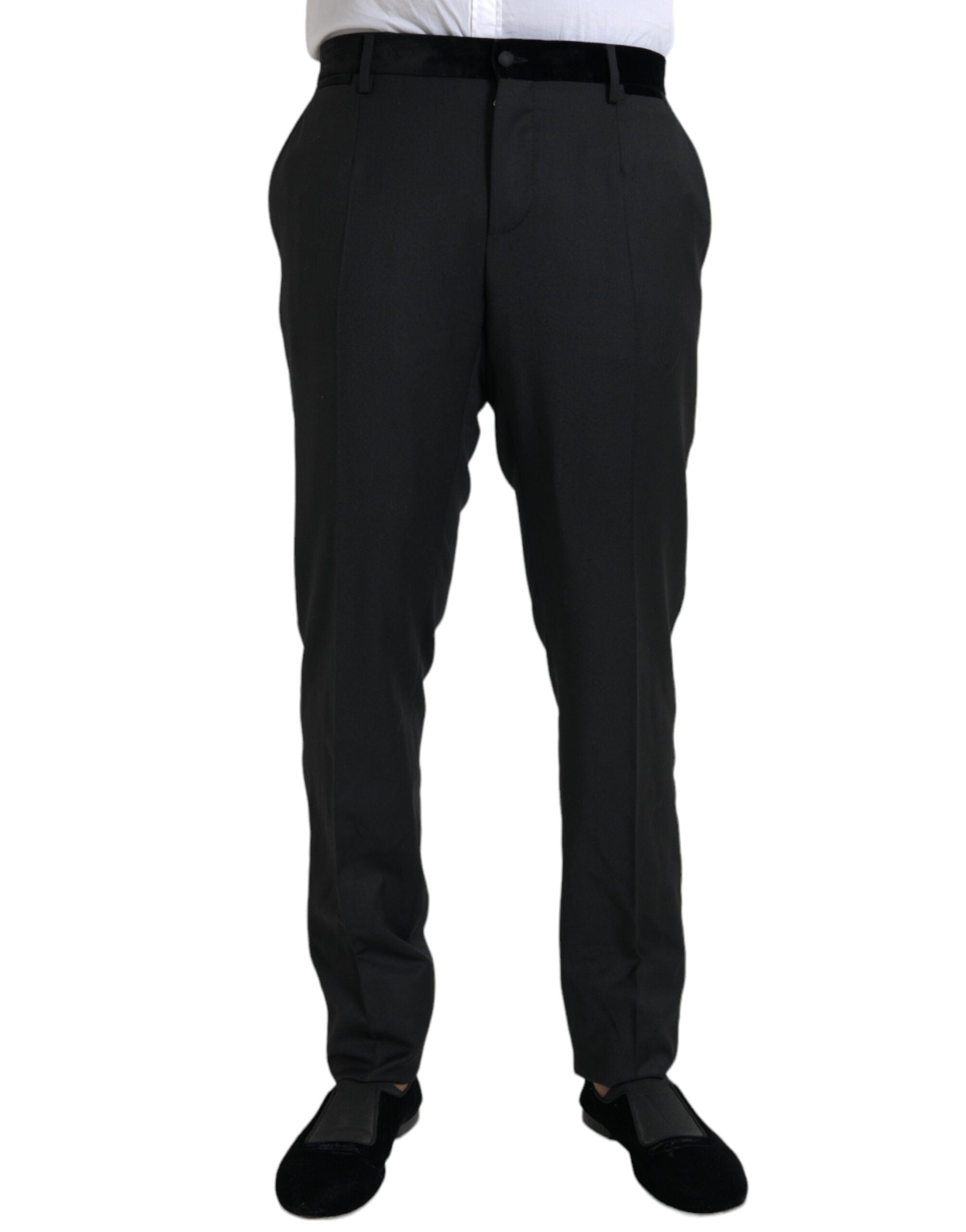 Dolce & Gabbana Schwarze Seide Herren Skinny Dress Hose