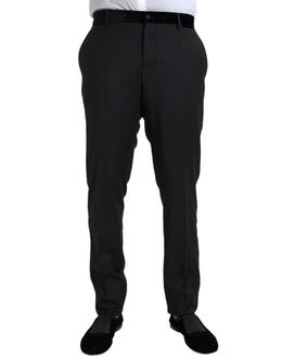 Dolce & Gabbana Schwarze Seide Herren Skinny Dress Hose