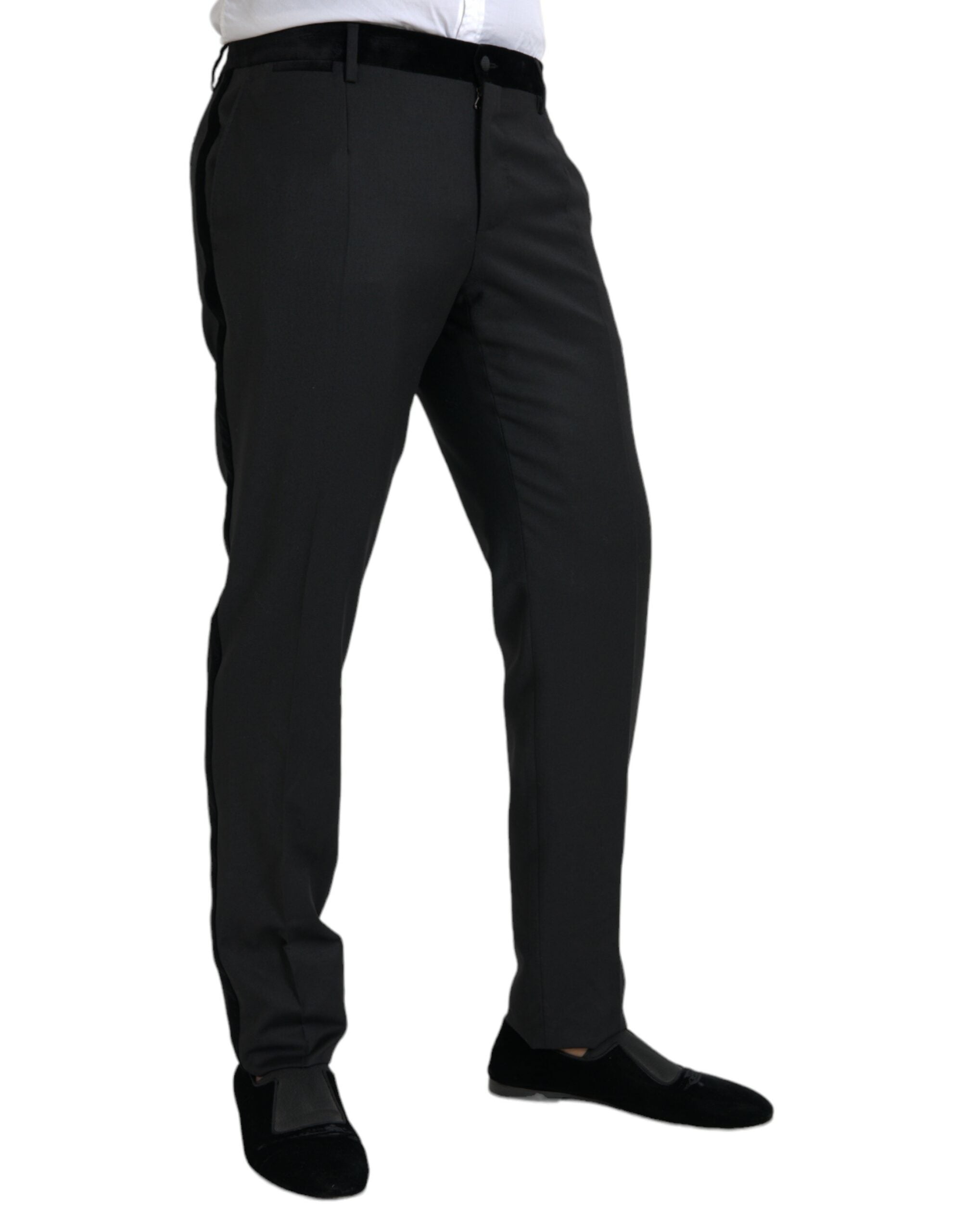 Dolce & Gabbana Schwarze Seide Herren Skinny Dress Hose