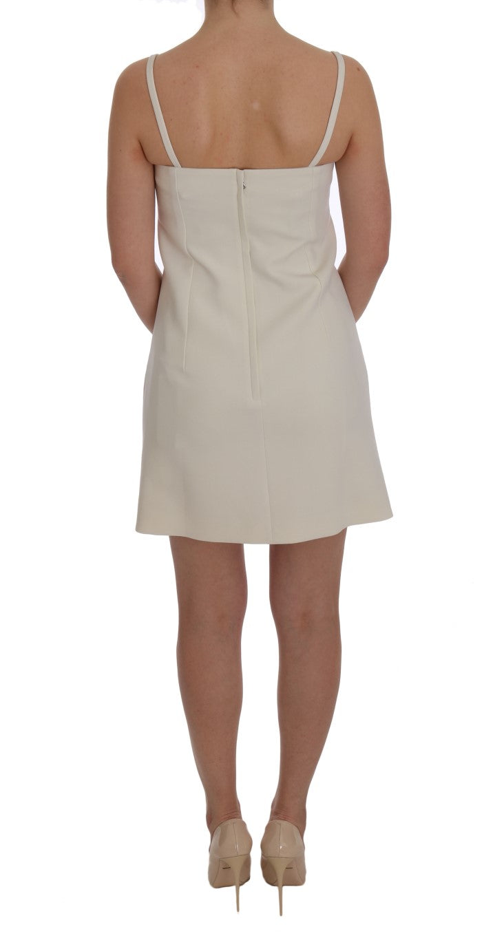 Dolce & Gabbana Weißes Stretch-Broschen-Shiftkleid aus Wolle