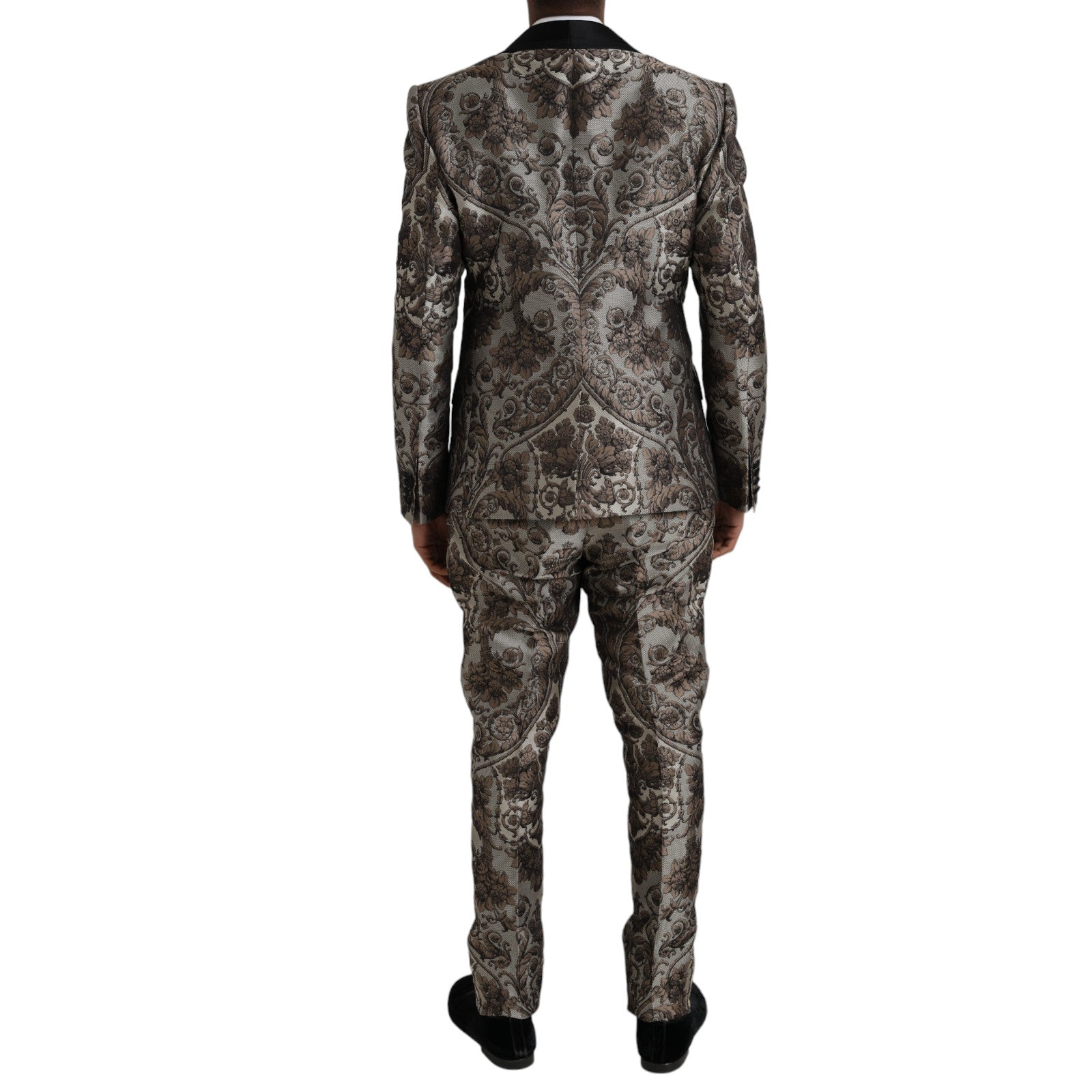 Dolce & Gabbana Brauner Floral Jacquard Formal 3 Stück Anzug