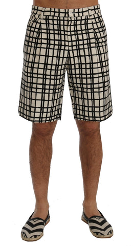 Dolce & Gabbana Weiß Schwarz Gestreifte Freizeitshorts
