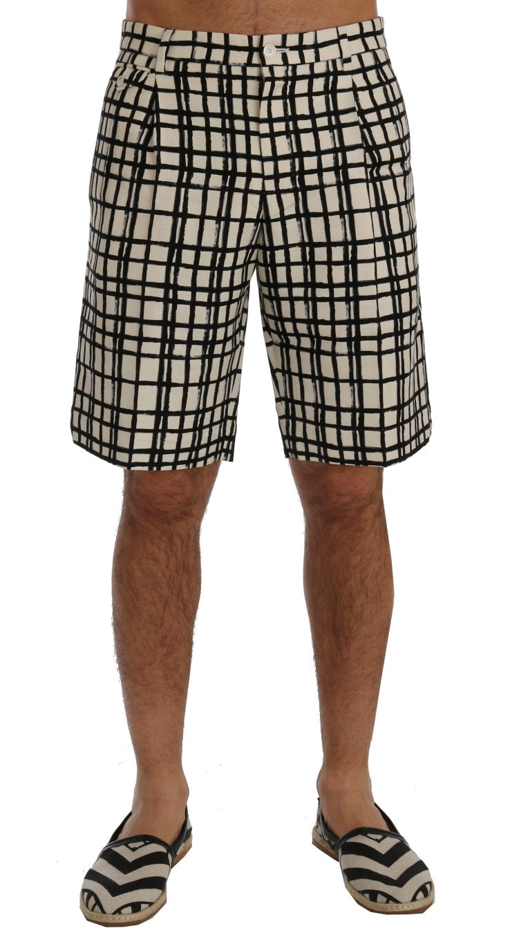 Dolce & Gabbana Weiß Schwarz Gestreifte Freizeitshorts