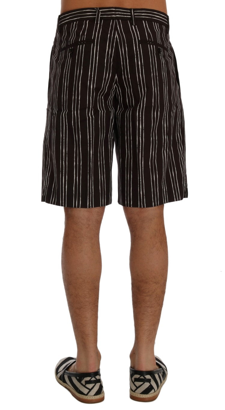 Dolce & Gabbana Bordeaux-Weiß gestreifte Hanf Casual Shorts