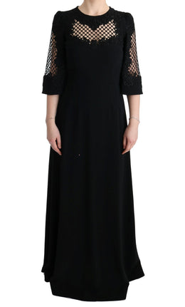 Dolce & Gabbana Schwarzes langes Stretch-Maxikleid in Shift-Form