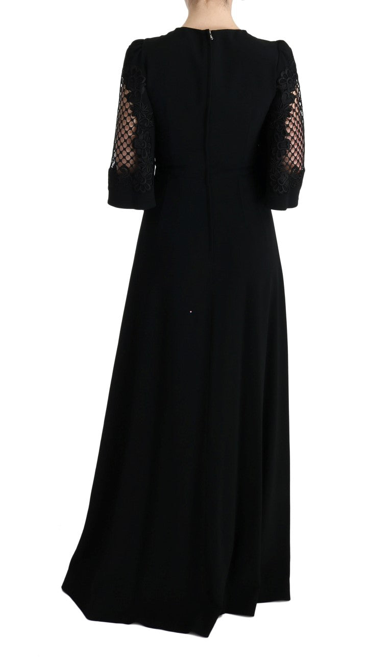 Dolce & Gabbana Schwarzes langes Stretch-Maxikleid in Shift-Form