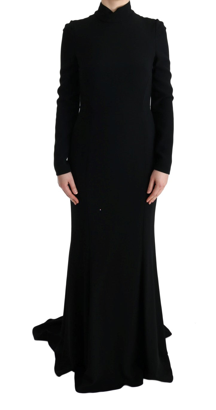 Dolce & Gabbana Schwarzes langes Stretch-Etuikleid