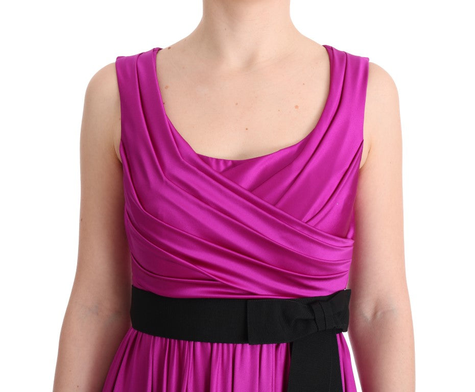 Dolce & Gabbana Langes rosa Seiden-Stretch-Shiftkleid