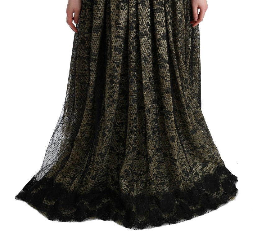 Dolce & Gabbana Schwarz-Gelbes Kristall-Spitzen-Shiftkleid