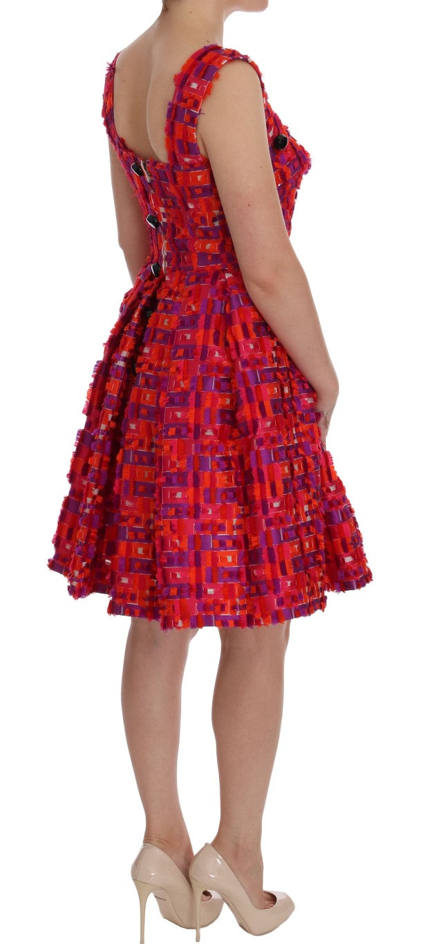 Dolce & Gabbana Rosa gemustertes Kleid in A-Linie über den Knien